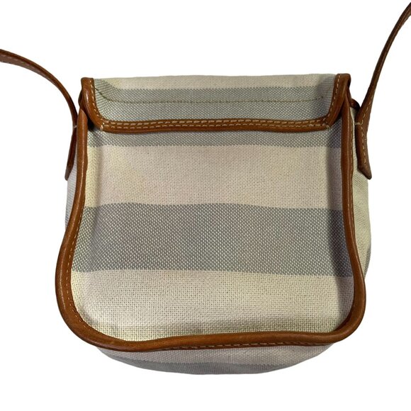 Fossil Crossbody Bag Stipe Gray Biege Adjustable Strap Canvas Purse u - Picture 6 of 9